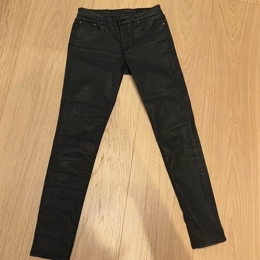 All Saints Metallic Leather Style Jeans - perfect condition